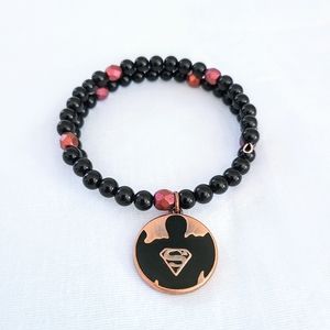 Piece #467 "Fly" Handmade Black and Copper Superman Adjustable Bangle Bracelet